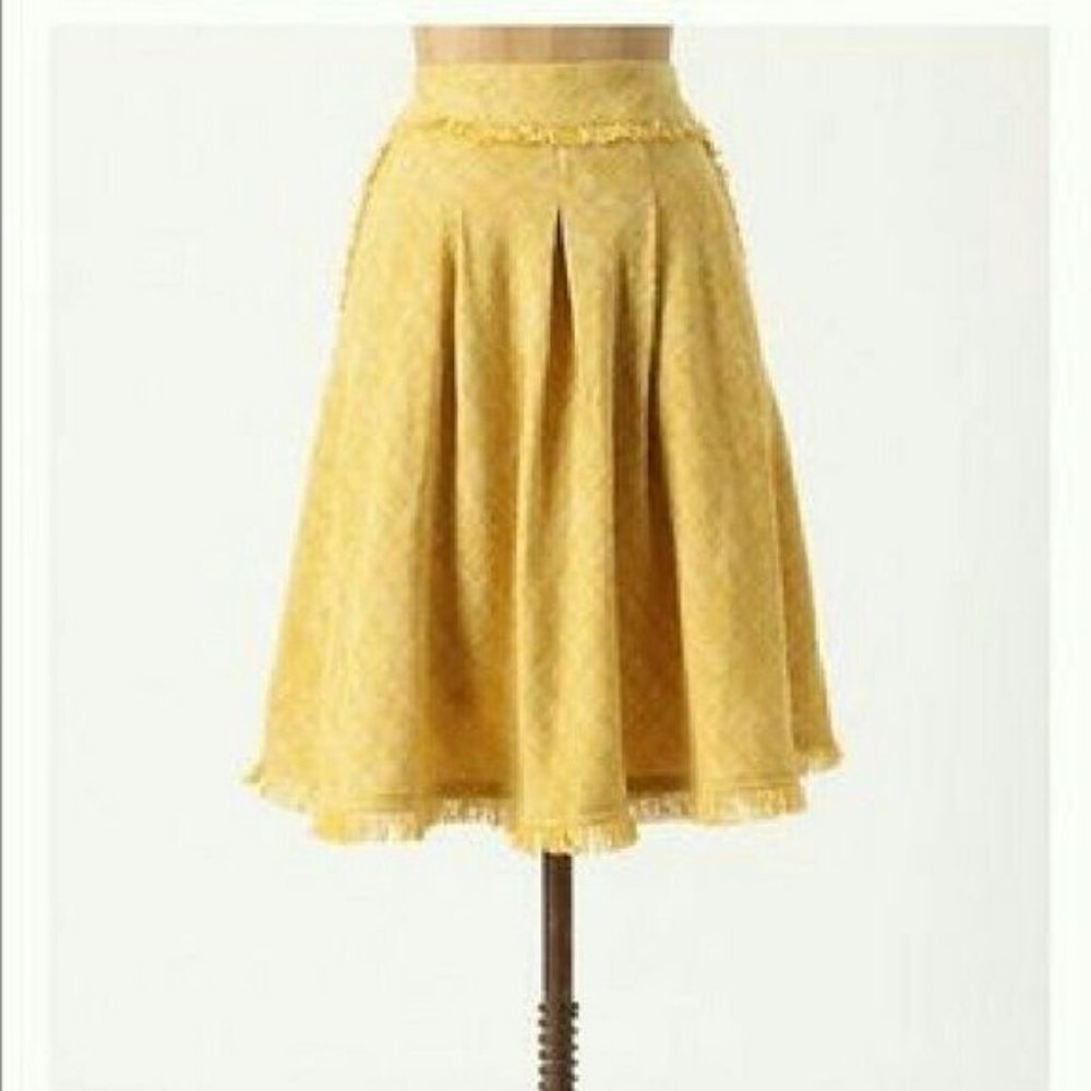 Anthropologie Maeve Yellow Buttered Tweed Skirt 8P